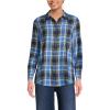 Lands’ End Women’s Flannel Boyfriend Fit Long Sleeve Shirt(Blue Vintage Plaid)