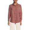 Lands’ End Women’s Flannel Boyfriend Fit Long Sleeve Shirt(Sea Coral Small Plaid)