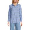 Lands’ End Women’s Flannel Boyfriend Fit Long Sleeve Shirt(Sea Spray Blue Plaid)
