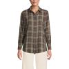Lands’ End Women’s Flannel Boyfriend Fit Long Sleeve Shirt(Sunwashed Olive Multi Plaid)