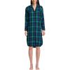 Lands’ End Women’s Flannel Long Sleeve Sleepshirt Nightgown(Light Emerald Blackwatch)