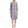 Lands’ End Women’s Flannel Long Sleeve Sleepshirt Nightgown(Whisper Lilac/Ivory Plaid)