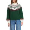 Lands’ End Women’s Fuzzy Turtleneck Lantern Sleeve Jacquard Sweater(Pine Valley Fairisle)