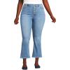 Lands’ End Women’s High Rise Denim Button Front Kick Flare Crop Jeans(Beau Blue)