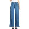 Lands’ End Women’s High Rise Soft Denim Pleated Wide Leg Trousers(Indigo Tide Blue)