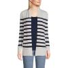 Lands’ End Women’s Long Sleeve Open Long Cardigan Sweater(Ivory Placed Stripe)