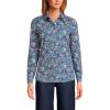 Lands’ End Women’s Pinwale Cord Long Sleeve Shirt(Baltic Teal Ditsy Floral)