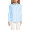 Lands’ End Women’s Pinwale Cord Long Sleeve Shirt(Bermuda Blue Mini Stripe)