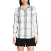 Lands’ End Women’s Pinwale Cord Long Sleeve Shirt(Black Offset Plaid)