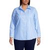 Lands’ End Women’s Pinwale Cord Long Sleeve Shirt(Chicory Blue Stripe)