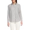 Lands’ End Women’s Pinwale Cord Long Sleeve Shirt(Dark Jute Brown Mini Stripe)