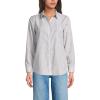 Lands’ End Women’s Pinwale Cord Long Sleeve Shirt(Dark Walnut Brown Stripes)