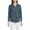 Lands’ End Women’s Pinwale Cord Long Sleeve Shirt(Deep Sea Navy Daisies)
