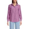 Lands’ End Women’s Pinwale Cord Long Sleeve Shirt(Light Raspberry/White Stripe)