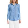 Lands’ End Women’s Pinwale Cord Long Sleeve Shirt(Muted Cobalt Crisp Stripe)