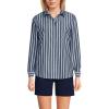 Lands’ End Women’s Pinwale Cord Long Sleeve Shirt(Navy/White Dual Stripe)