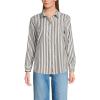 Lands’ End Women’s Pinwale Cord Long Sleeve Shirt(Olive Drab/White Stripe)