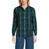 Lands’ End Women’s Pinwale Cord Long Sleeve Shirt(Rich Clover/Navy Plaid)