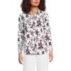 Lands’ End Women’s Pinwale Cord Long Sleeve Shirt(White/Lush Burgundy Floral)