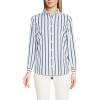 Lands’ End Women’s Pinwale Cord Long Sleeve Shirt(White/Navy Classic Stripe)