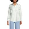 Lands’ End Women’s Pinwale Cord Long Sleeve Shirt(White/Winter Pear Quad Stripe)