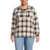 Lands’ End Women’s Plus Size Print Anyweather Fleece Shirt Jacket 2X Lilac/Rich Coffee Check