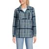 Lands’ End Women’s Print Anyweather Fleece Shirt Jacket Medium Soft Ice Blue/Navy Plaid