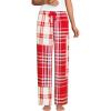 Lands’ End Women’s Print Flannel Pajama Pants(Compass Red Patchwork Plaid)