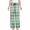 Lands’ End Women’s Print Flannel Pajama Pants(Light Emerald/Pink Plaid)