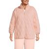 Lands’ End Women’s RainDefense Serious Sweats Quilted Full Zip Jacket(Soft Mineral Blush)