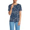 Lands’ End Women’s Relaxed American-Grown Supima Cotton Crew Neck T-Shirt(Deep Sea Navy Poetic Floral)