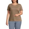Lands’ End Women’s Relaxed American-Grown Supima Cotton Crew Neck T-Shirt(Honey Beige Dual Stripe)