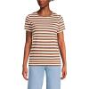 Lands’ End Women’s Relaxed American-Grown Supima Cotton Crew Neck T-Shirt(Rich Ginger Even Stripe)