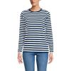 Lands’ End Women’s Relaxed American-Grown Supima Cotton Long Sleeve Crew Neck T-Shirt(Deep Sea Navy Even Stripe)