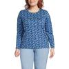 Lands’ End Women’s Relaxed American-Grown Supima Cotton Long Sleeve Crew Neck T-Shirt(Deep Sea/Blue Ditsy Floral)