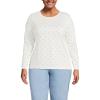 Lands’ End Women’s Relaxed American-Grown Supima Cotton Long Sleeve Crew Neck T-Shirt(Ivory/Black Dot)