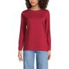 Lands’ End Women’s Relaxed American-Grown Supima Cotton Long Sleeve Crew Neck T-Shirt(Regal Garnet)