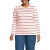 Lands’ End Women’s Relaxed American-Grown Supima Cotton Long Sleeve Crew Neck T-Shirt(Sea Salt Pink/Ginger Stripe)
