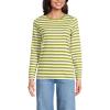 Lands’ End Women’s Relaxed American-Grown Supima Cotton Long Sleeve Crew Neck T-Shirt(Vintage Lime Even Stripe)