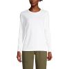 Lands’ End Women’s Relaxed American-Grown Supima Cotton Long Sleeve Crew Neck T-Shirt(White)