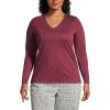 Lands’ End Women’s Relaxed American-Grown Supima Cotton Long Sleeve V-Neck T-Shirt(1x Plus)