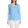 Lands’ End Women’s Relaxed American-Grown Supima Cotton Long Sleeve V-Neck T-Shirt(Bermuda Blue)