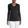 Lands’ End Women’s Relaxed American-Grown Supima Cotton Long Sleeve V-Neck T-Shirt(Black)