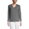 Lands’ End Women’s Relaxed American-Grown Supima Cotton Long Sleeve V-Neck T-Shirt(Charcoal Heather)