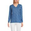 Lands’ End Women’s Relaxed American-Grown Supima Cotton Long Sleeve V-Neck T-Shirt(Deep Sea/Blue Ditsy Floral)