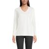 Lands’ End Women’s Relaxed American-Grown Supima Cotton Long Sleeve V-Neck T-Shirt(Ivory)