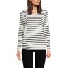 Lands’ End Women’s Relaxed American-Grown Supima Cotton Long Sleeve V-Neck T-Shirt(Ivory/Black Breton Stripe)