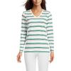 Lands’ End Women’s Relaxed American-Grown Supima Cotton Long Sleeve V-Neck T-Shirt(Ivory/True Green Stripe)
