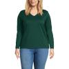 Lands’ End Women’s Relaxed American-Grown Supima Cotton Long Sleeve V-Neck T-Shirt(Pine Valley)