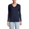 Lands’ End Women’s Relaxed American-Grown Supima Cotton Long Sleeve V-Neck T-Shirt(Radiant Navy)